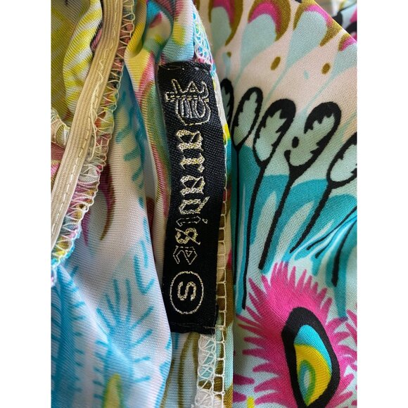 Multicolor Maxi Dress Halter Neck & Beaded Small Boho Hippie Sexy Stretch Casual - Picture 3 of 5